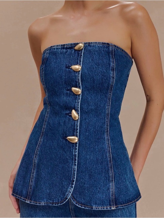 Meshki Tops - MESHKI Lennox Strapless Long Line Button Top